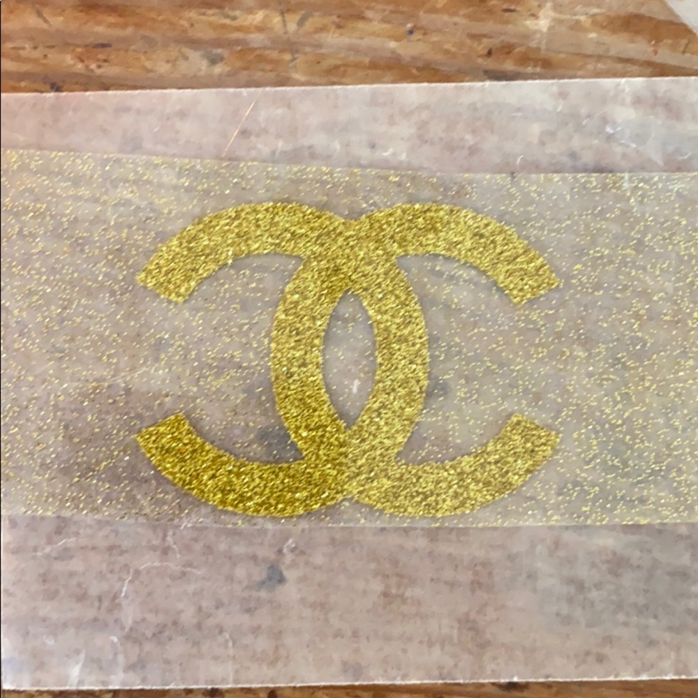 Chanel gold logo iron on
